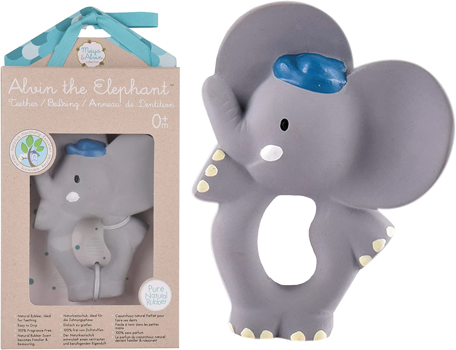 Tikiri Alvin 8578314 Natural Rubber Teether Elephant Baby Toy