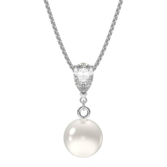 Swarovski Rhodium Plated Crystal Pearl Treasure Y Necklace 5559409