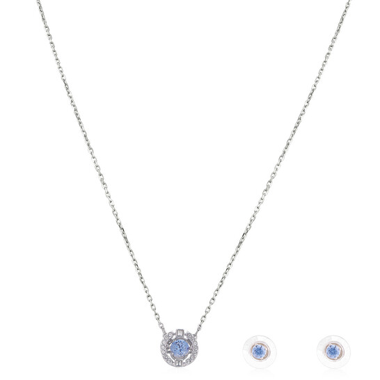 Swarovski Blue Sparkling Dance Earring And Necklace Set 5604205
