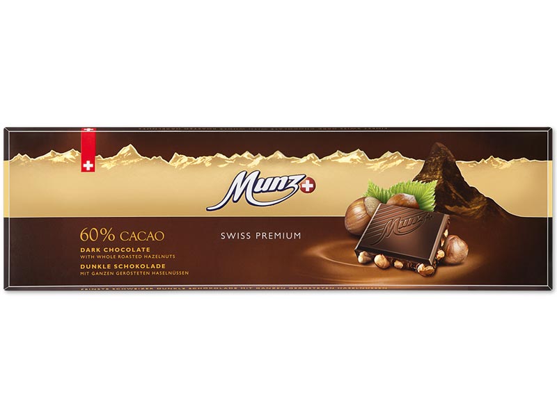Munz Swiss Premium 60% Dark with Hazelnut 300g