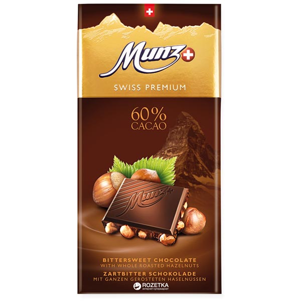 Munz Swiss Premium dark 60%/hazelnuts 100g