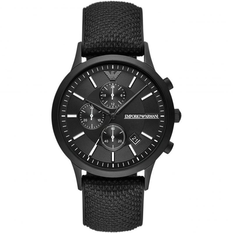 Emporio Armani Chronograph Black Silicon Backed Watch AR11457