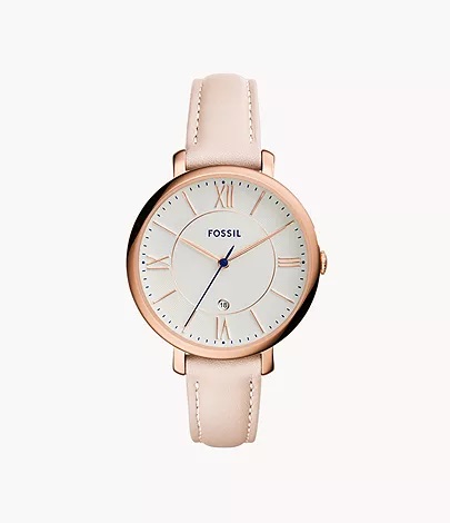 Fossil Jacqueline Three-Hand Date Blush Leather Watch ES3988