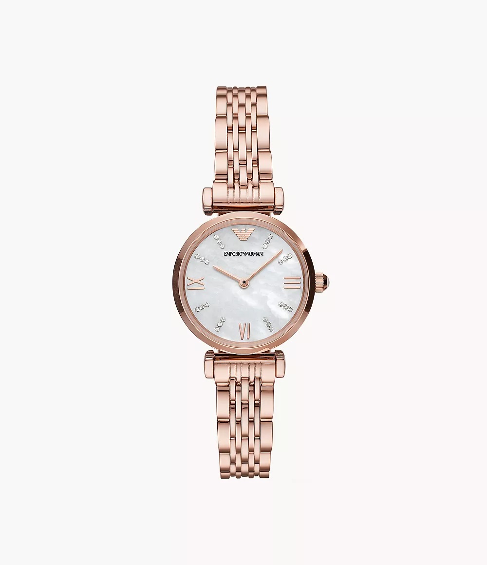 Emporio Armani Two-Hand Rose Gold-Tone Stainless Steel Watch AR11316