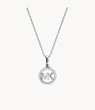 Michael Kors Women's Sterling Silver Logo Starter Necklace MKC1108AN040