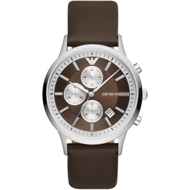 Emporio Armani Chronograph Brown Leather Watch AR11490