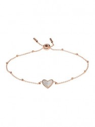 FOSSIL Sadie Flutter Hearts Rose Gold-Tone Stainless Steel Chain Bracelet JF03647791