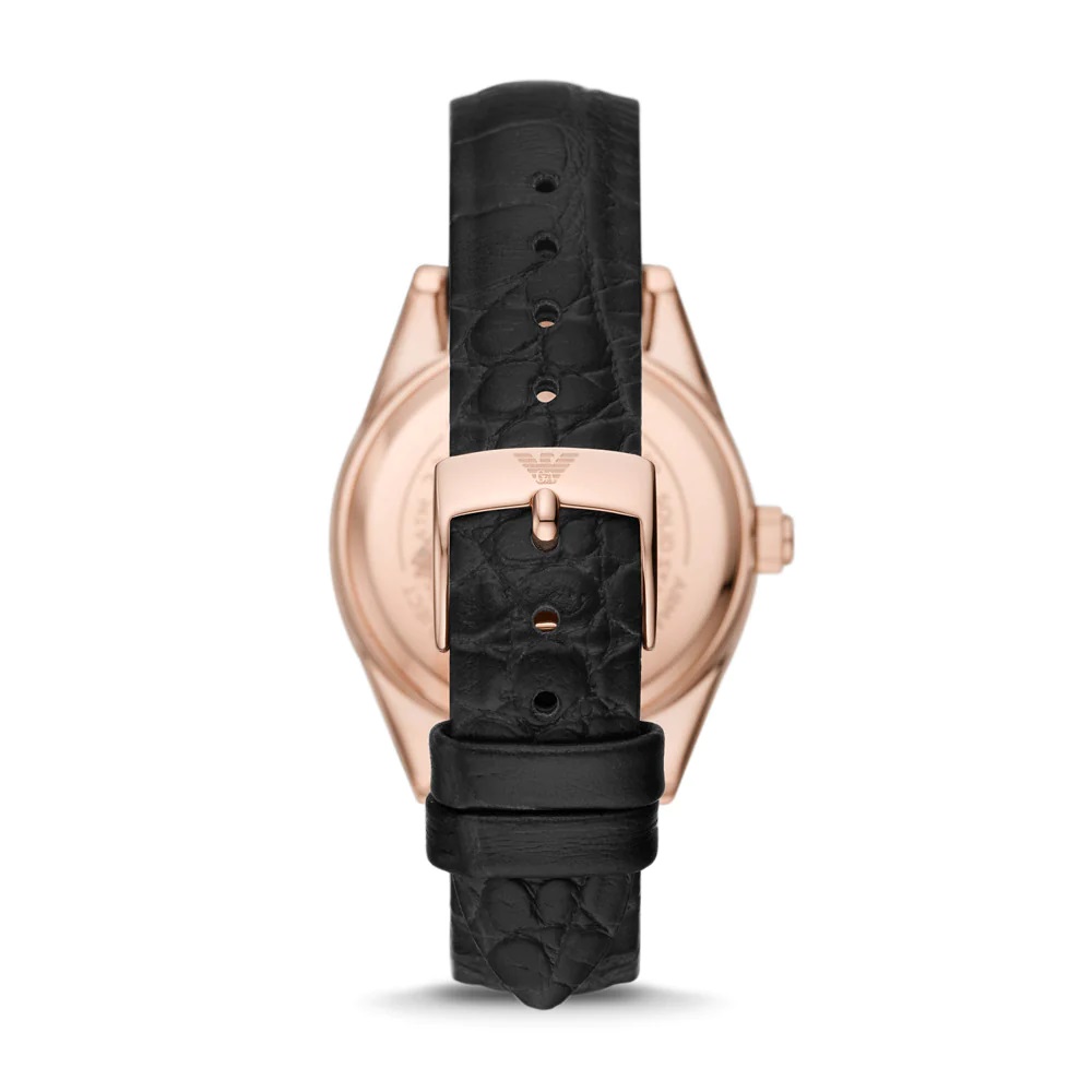 Emporio Armani Three-Hand Date Black Leather Watch AR11505