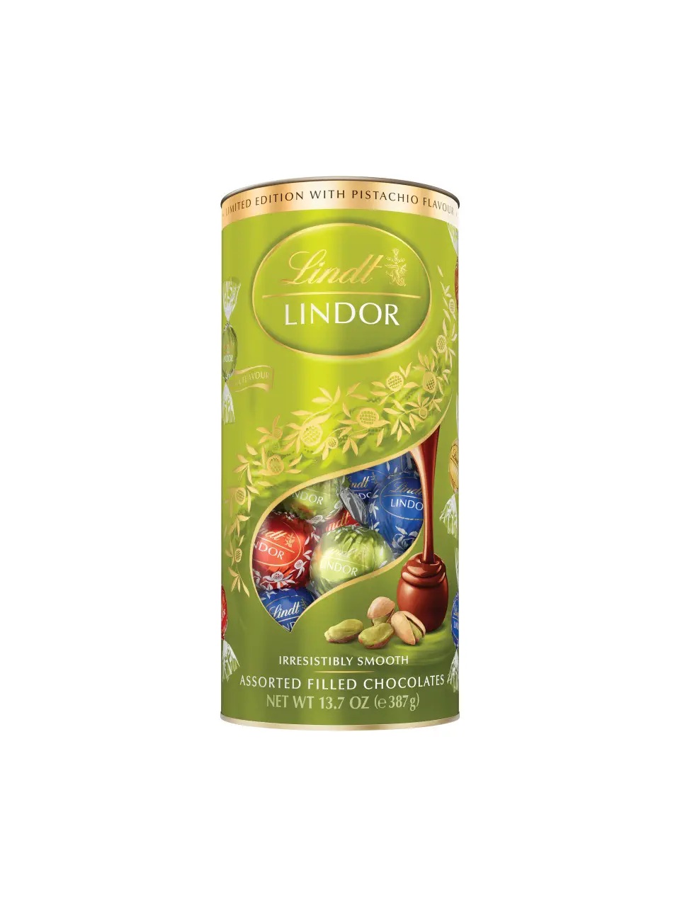 Lindt Lindor Tube Assorted with Pistachio 387g