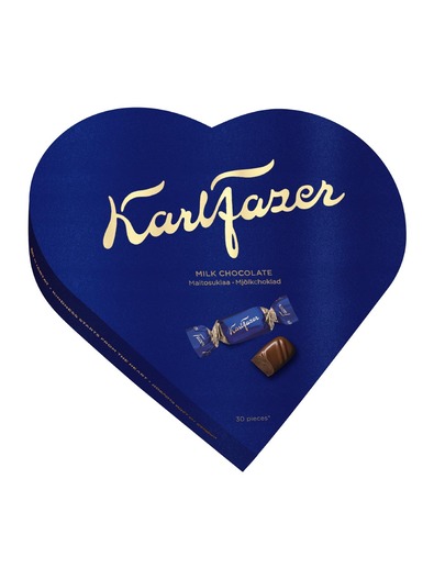 KARL FAZER MILK CHOCOLATE PRALINES IN A HEART-SHAPED GIFT BOX