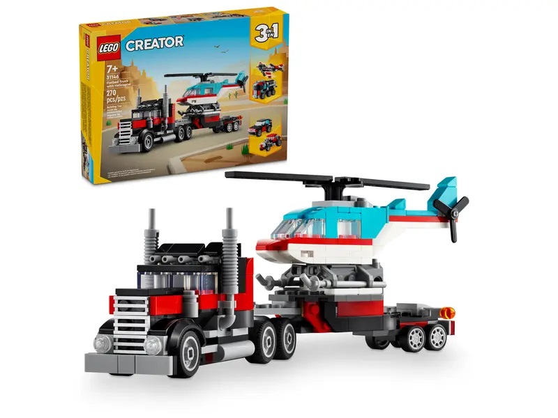 Lego Flatbed Truck with Helicopter 31146