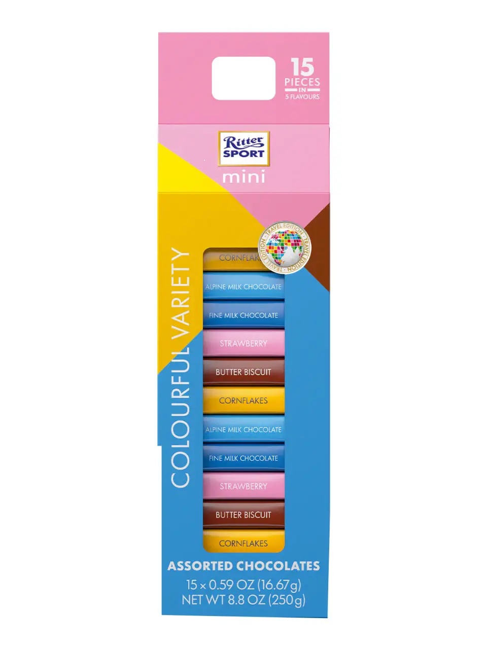 Ritter Sport Mini Tower with 15 mini bars in 5 different flavors 250g