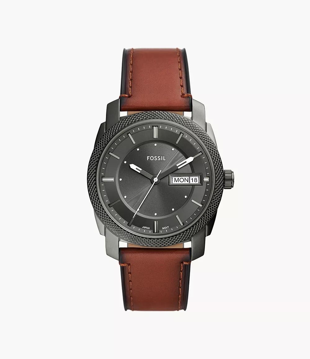 Fossil Machine Three-Hand Date Brown Leather WatchFS5900