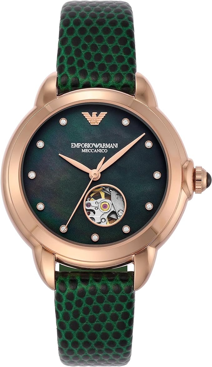 Emporio Armani Automatic Green Leather Watch AR60073