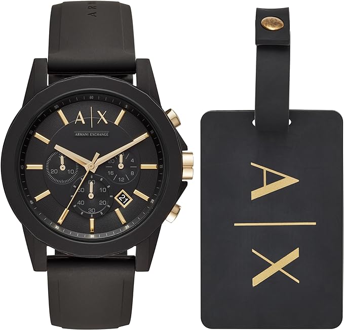 Armani Exchange Chronograph Black Silicone Watch AX7105