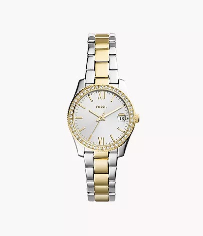 Fossil Scarlette Mini Three-Hand Date Two-Tone Stainless Steel Watch ES4319