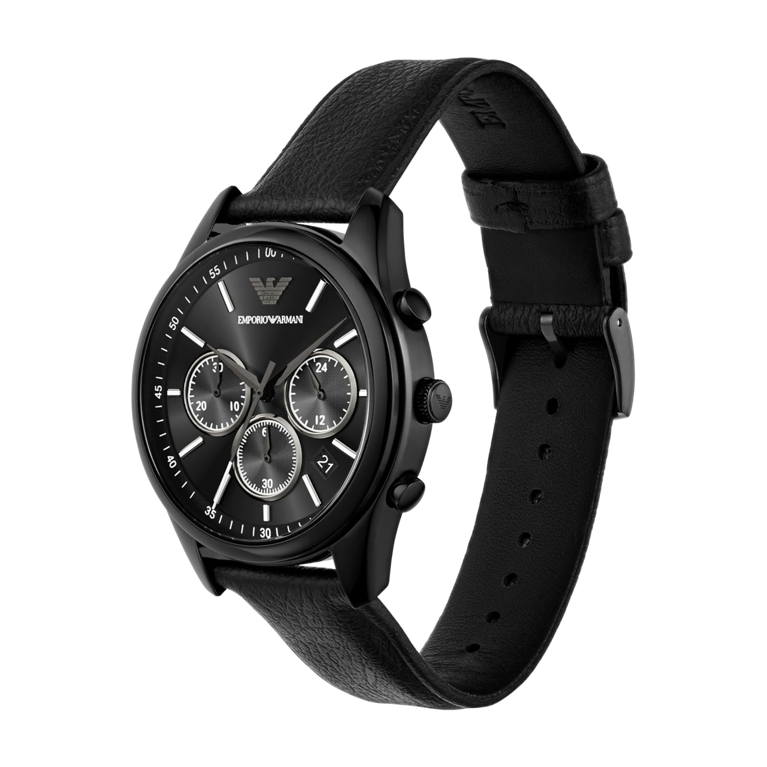 Emporio Armani Chronograph Black Leather Watch AR11583