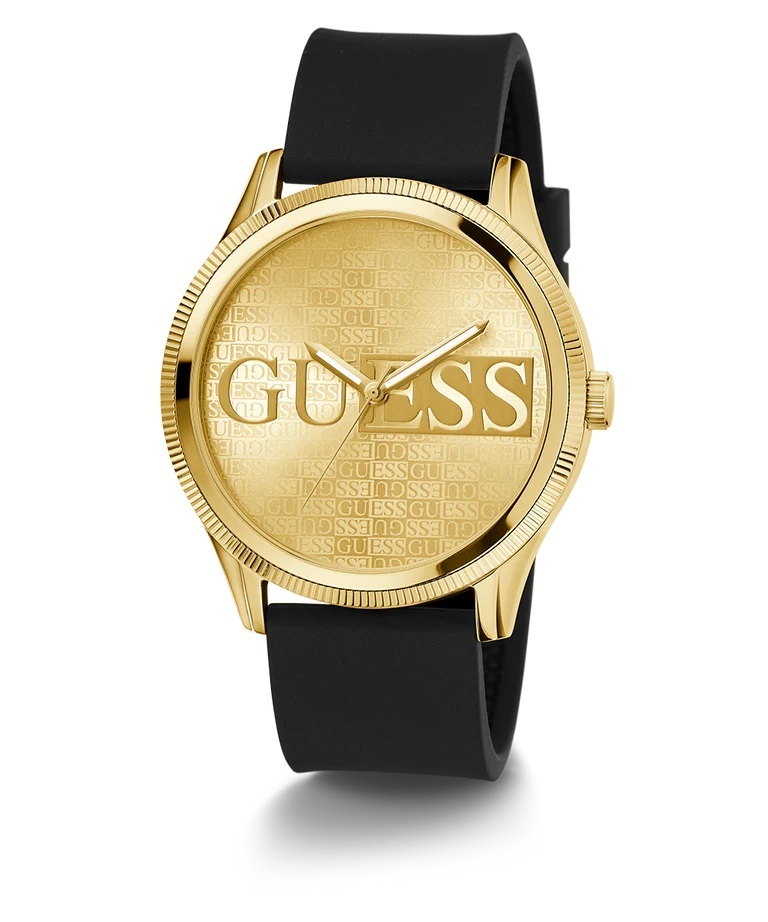 GUESS Mens Black Gold Tone Analog Watch GW0726G2