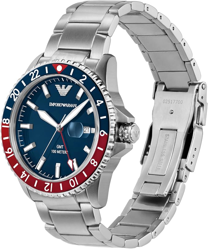 Emporio Armani World Explorer GMT Dual Time Stainless Steel Watch AR11590