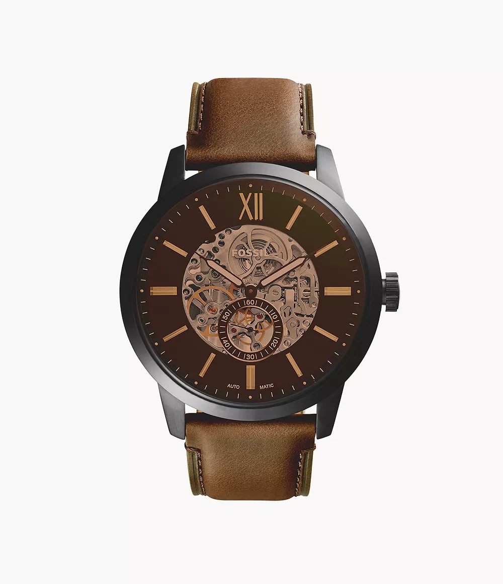 Fossil Townsman 48 mm Automatic Brown Leather Watch ME3155