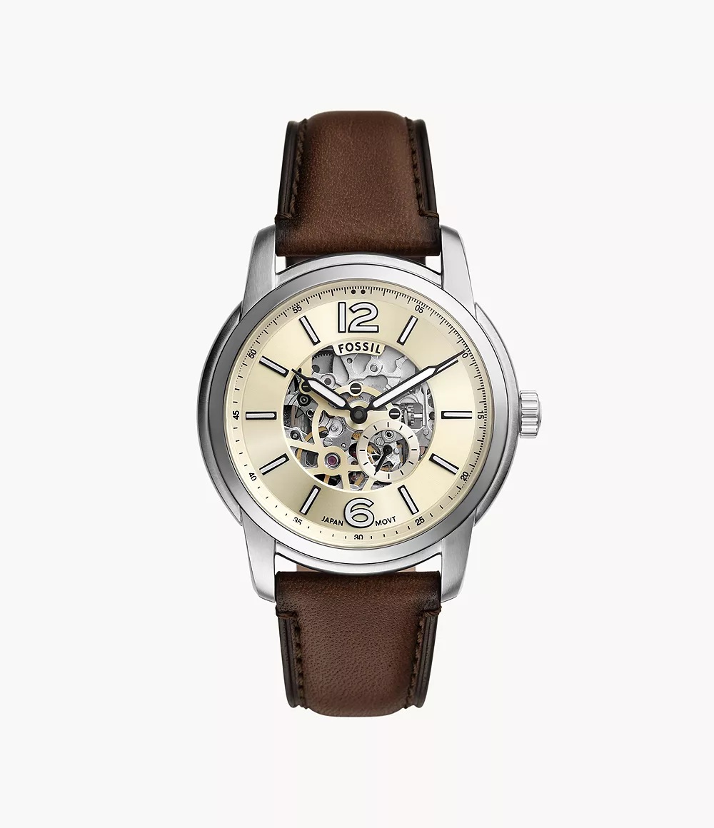 Fossil Heritage Automatic Brown Leather Watch ME3264