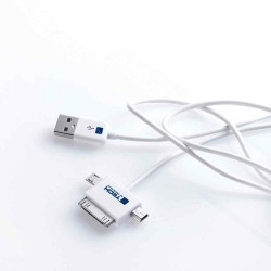 Travel Blue 3 in 1 (Micro USB, Mini USB and Apple 30 Pin) Data Sync and Charge Cable